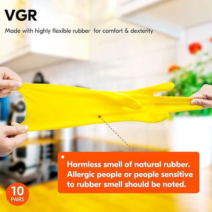 Vgo... 10-Pairs Reusable Household Gloves, Rubber Dishwashing gloves, Extra - Image 4
