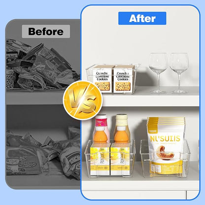 6 Pack Clear Refrigerator Storage Bins, Stackable Plastic Fridge Organizer - Image 6