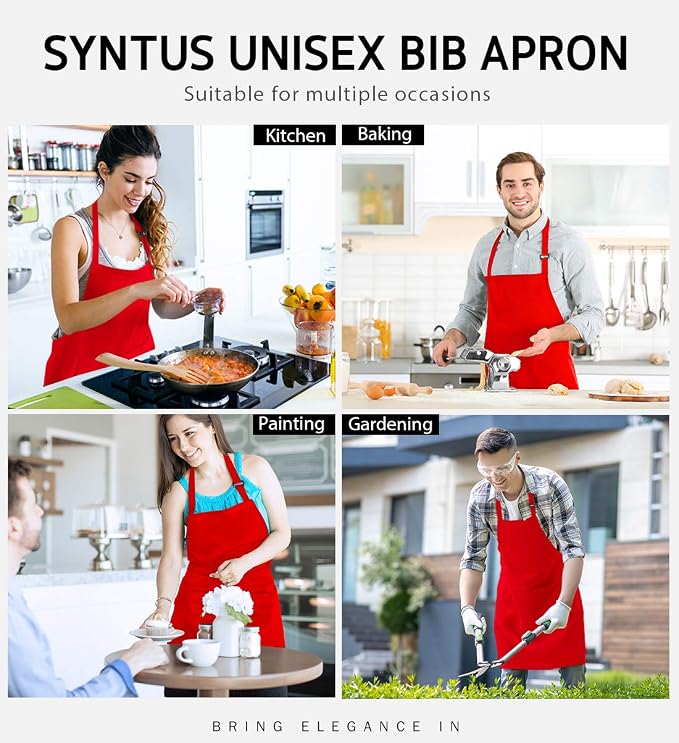 Syntus Apron for Men Women, Adjustable Cooking Kitchen Chef Aprons - Image 7