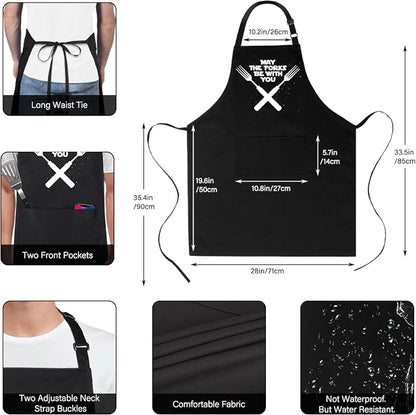 Xornis 100% Cotton Funny Apron for Men Women Adjustable Bib Aprons - Image 3