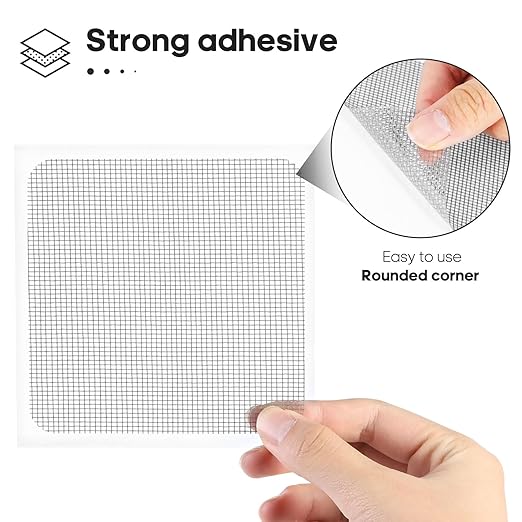 14 Sheets Window Screen Patches Repair Kit, Grey/Black 3 Sizes Window Screen Repair Kit for Mesh Screen Door, Strong Adhesive Fiberglass Quick Screen Repair Tape