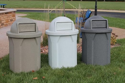 42 Gallon Circle 100% Recycled Plastic Heavy Duty Outdoor Commercial Trash Can - Image 3