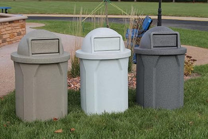 42 Gallon Circle 100% Recycled Plastic Heavy Duty Outdoor Commercial Trash Can - Image 3