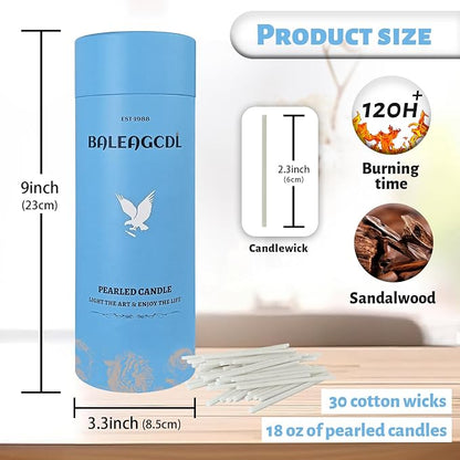 Sandalwood Scented White Pearled Candle 18oz Luxury Sand Candle Granulated Wax - Image 3