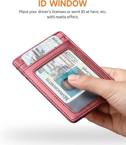 Buffway Mens Slim Wallet, Minimalist Thin Front Pocket Leather Credit Card Holder with RFID Blocking for Work Travel