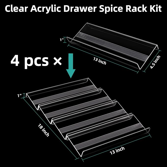 MIUKAA Acrylic Spice Drawer Organizer, 2 Tier - Image 3