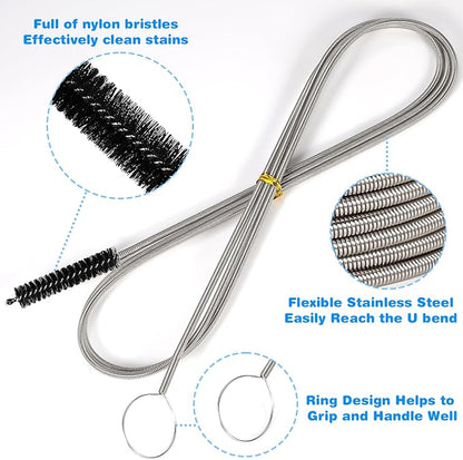 Ixiaoyoo Cleaning Brushes Set, 10 Pieces 8 Inch Nylon Tube Brush + 60 Inch - Image 3