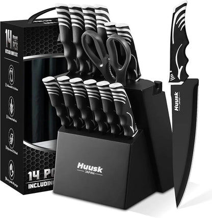 Huusk Knife Block Set with Sharpener by HuuskKnife