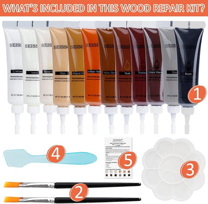 SEISSO Wood Scratch Repair Kit, 12 Colors Wood Filler Putty - Image 5