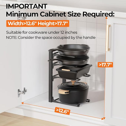 MUDEELA Pots and Pans Organizer under Cabinet 15.75" Tall, 4-Tier Heavy Duty - Image 2