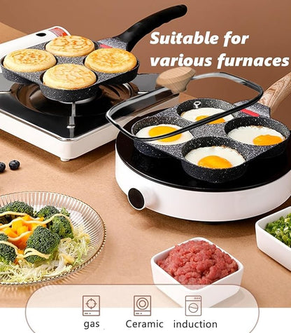HUPECHAM Egg Pan With Lid 4-Cup Nonstick, and Healthy Granite Egg Frying Pan - Image 5