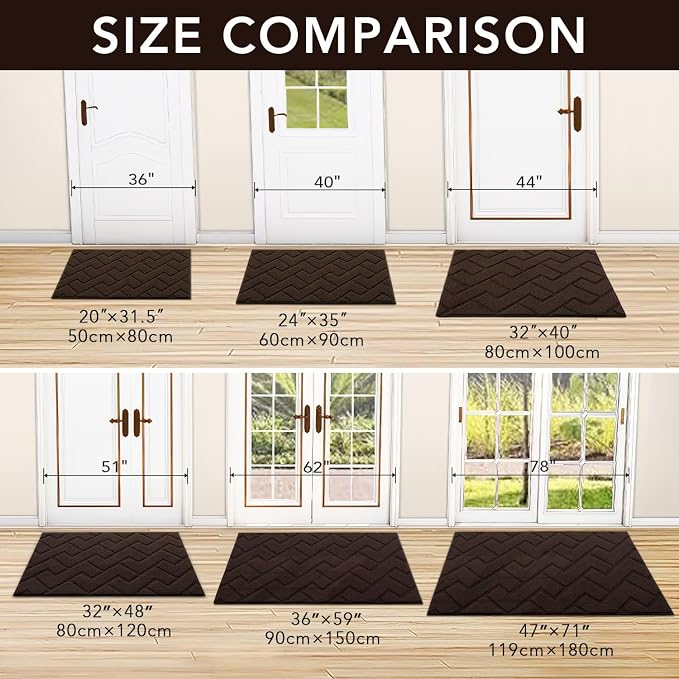hicorfe Indoor Door Mat, Non Slip Door Mats, Absorbent Resist Dirt Entrance - Image 5