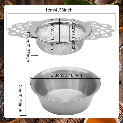 2 Pack Tea Strainers with Drip Bowls Stainless Steel Mesh Tea Infusers Loose - Image 3