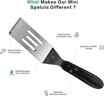Small Spatula Professional Mini Serving Spatula, 4 Pieces Stainless Steel Metal - Image 3