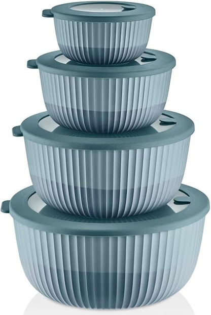 Mixing Bowls with Lids, 8-Piece Airtight Leak-Proof Nesting BPA-Free Bowl Set by Unknown