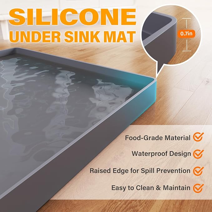 FLATO Waterproof Under Sink Mat 19" x 19" Shelf Liner - Image 2