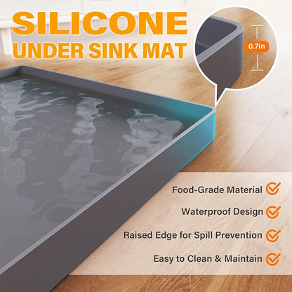 FLATO Waterproof Under Sink Mat 19" x 19" Shelf Liner - Image 2