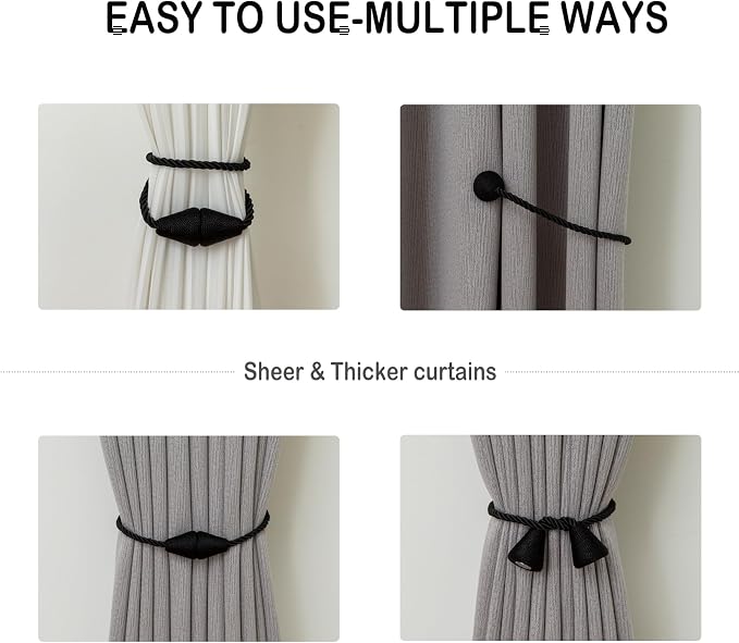 Magnetic Curtain Tiebacks 8 Pack Outdoor Rope Curtain Tie Backs Decorative - Image 5
