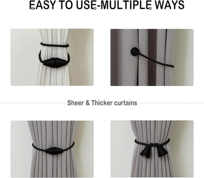 Magnetic Curtain Tiebacks 8 Pack Outdoor Rope Curtain Tie Backs Decorative - Image 5