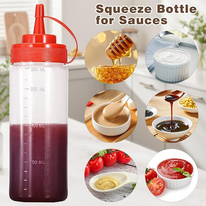Condiment Squeeze Bottles Ketchup Dispenser, 4 Pack 12oz Squeeze Bottles - Image 5