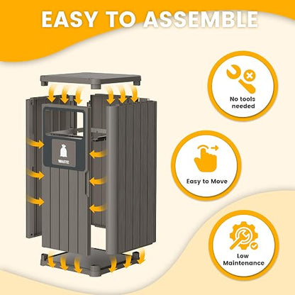 Outdoor Trash Can, Waterproof Resin Garbage Can Indoor and Outdoor Use - Image 9