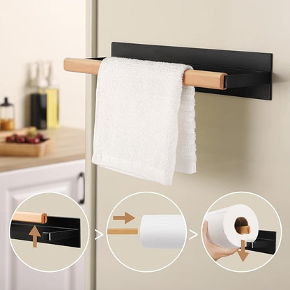 KES Magnetic Paper Towel Holder, Wood & Metal Paper Towel Roll Holder - Image 2