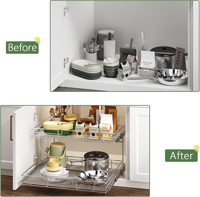 2 Tier Individual Pull Out Cabinet Organizer 25½" W x 21½" D, Heavy Duty - Image 8