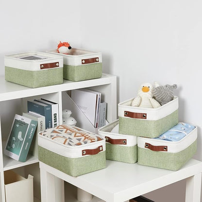 DULLEMELO Storage Baskets for Shelves, Small Fabric Collapsible Rectangular - Image 7