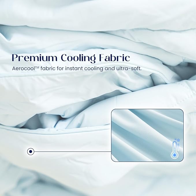 Dream Valley® Outlast® Cooling Comforter, Throw Size, Breathable NASA-Grade Space Technology Blanket for Hot Sleepers Night Sweats, Q-Max > 0.45 Aerocool™ Breathable, Ivory, 60"x80"