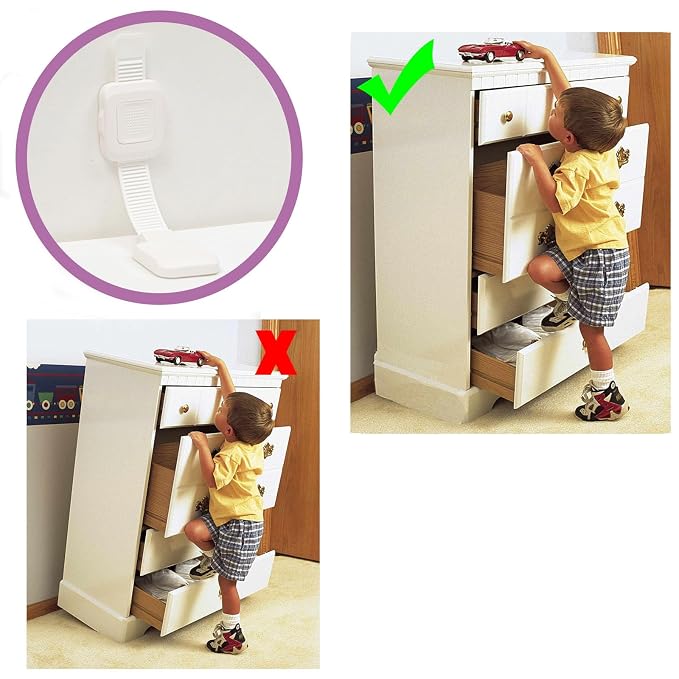 Upgraded No Drill Adhesive Furniture Anchor, Adjustable Anti Tip Furniture Wall - Image 2