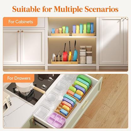 Lifewit Bamboo Lid Organizers for Inside Cabinet, Food Storage Container Lid - Image 4