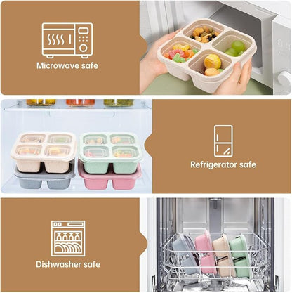4 Pack Bento Lunch Box，4 Compartment Snack Containers，Divided Bento Snack - Image 4