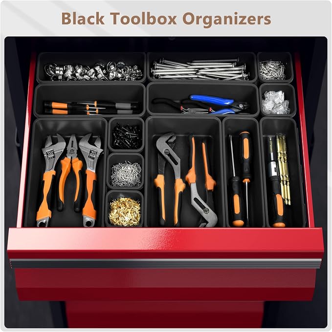 A-LuGei【 & 5 Size Tool Box Organizer Tray Divider Set, 【Black】 - Image 4