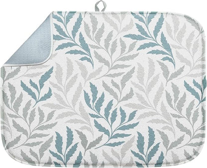 Sanwarm Absorbent Dish Drying Mat, Simple Silhouettes Leaves Microfiber Pad by SanwarmHomeDecor