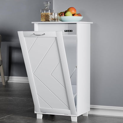 VECELO Tilt Out Kitchen Trash Bin Cabinet, Dog Proof Garbage Can by VECELO