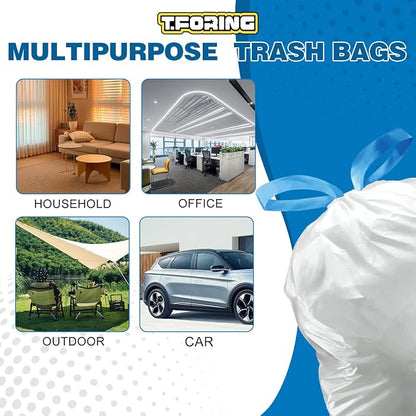Small Trash Bags 4 Gallon with Drawstring, 1.1 Mil 15 Liter White Thick - Image 6