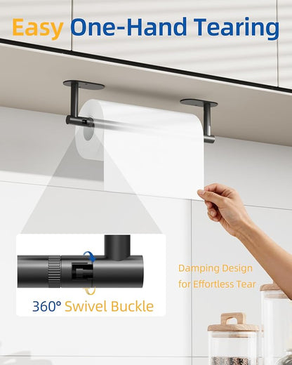 RUACQ Paper Towel Holder Under Cabinet, Wall Mounted or Adhesive Stainless - Image 2
