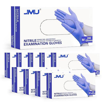 JMU Nitrile Gloves Medium Bulk 2000 Count, 3.5 Mil Disposable Gloves Latex-Free by JMU
