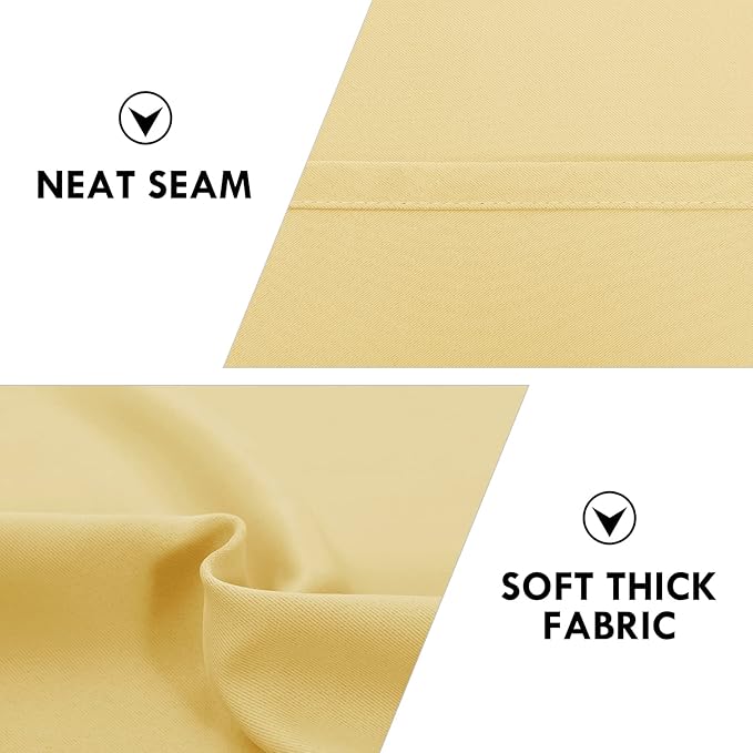 DWCN Blackout Curtains for Bedroom – Rod Pocket Thermal Insulated Noise Reducing Noise Reducing Drapes for Living Room, W 42 x L 45 Inch, 2 Panels, Light Yellow