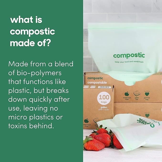 Compostic Home Compostable Resealable Snack Bags, Microwave & Freezer Safe - Image 8