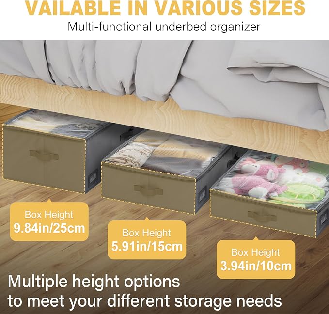 6-Inch Under Bed Storage Containers | Sturdy Sidewalls | Clear Cover & Label - Image 2