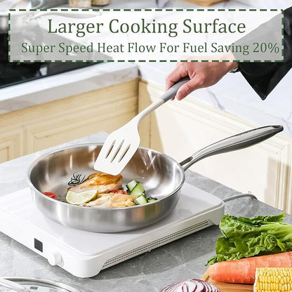 DELARLO Stainless Steel Pan 10.3Inch, Tri-ply Stainless Steel Frying Pan - Image 5