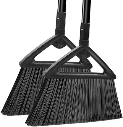 Heavy Duty Broom Outdoor and Indoor, 2 Pack Commercial Angle Brooms by PUTNATRUE