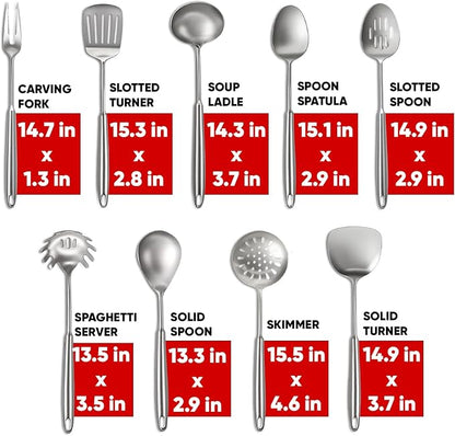 Newness 9 Pcs Cooking Utensils Set, 304 Stainless Steel Kitchen Utensils Set - Image 7