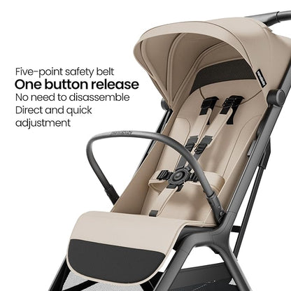 MAMA & BABY Packa Compact Travel Stroller – Lightweight, One-Hand Auto Folding, Portable & Lie-Flat Baby Stroller, Newborns and Toddlers Stroller with UPF 50+ Canopy & Mesh Ventilation