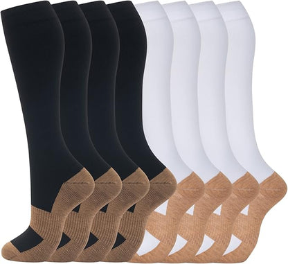 fenglaoda 8 Pairs Compression Socks for Men & Women 20-30 mmHg Knee High Nurse Pregnant Running Medical and Travel Athletic