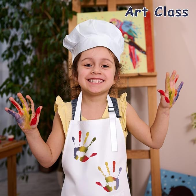 Kids Apron and Chef Hat Set, 40 Pieces Boys Girls Kids Apron - Image 7