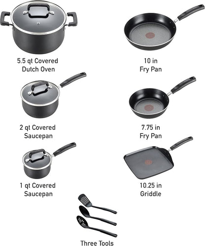 T-Fal Signature Nonstick Pots and Pans Set 12 Piece, Oven Broiler Safe 350F - Image 2