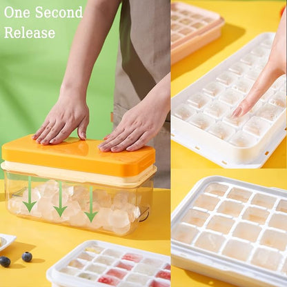 Ice Cube Tray with Lid and Bin, Ice Cube Pop Out Tray, Ice Cube Trays - Image 3