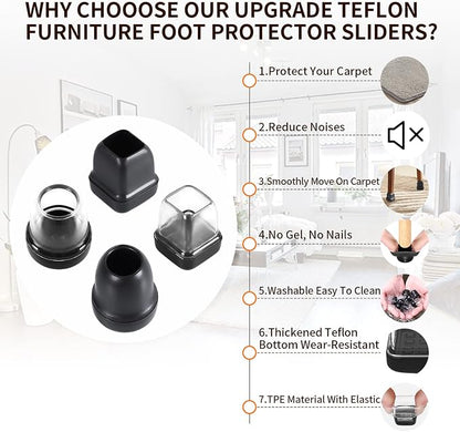 Ezprotekt 24 Pcs Clear Chair Leg Sliders - Image 3